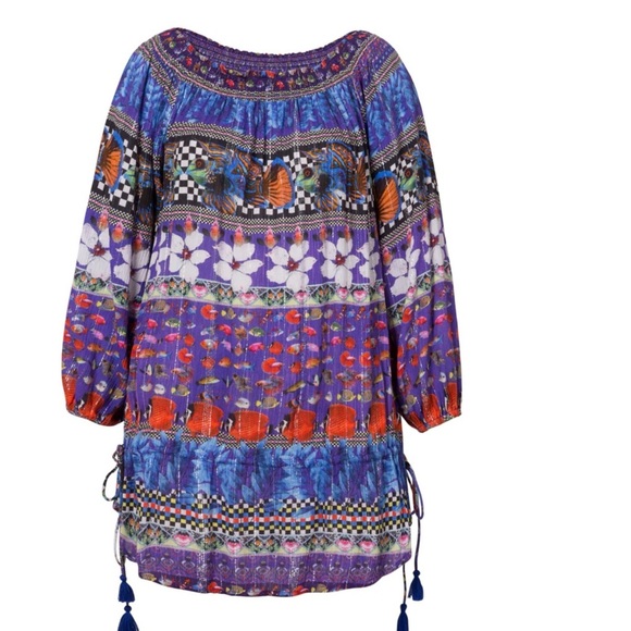 Desigual Andrea Gypsy Off Shoulder Blouse Tunic - Picture 2 of 10